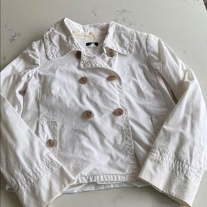 J. Crew White Double-Breasted Cropped Pea Coat